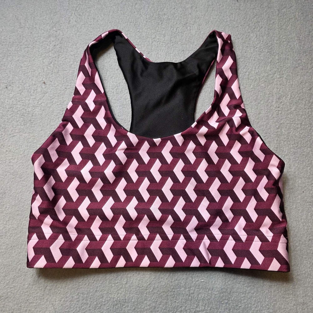 Terez Sports Bra Small Multicolor‎ Geometric Racerback Stretch Print